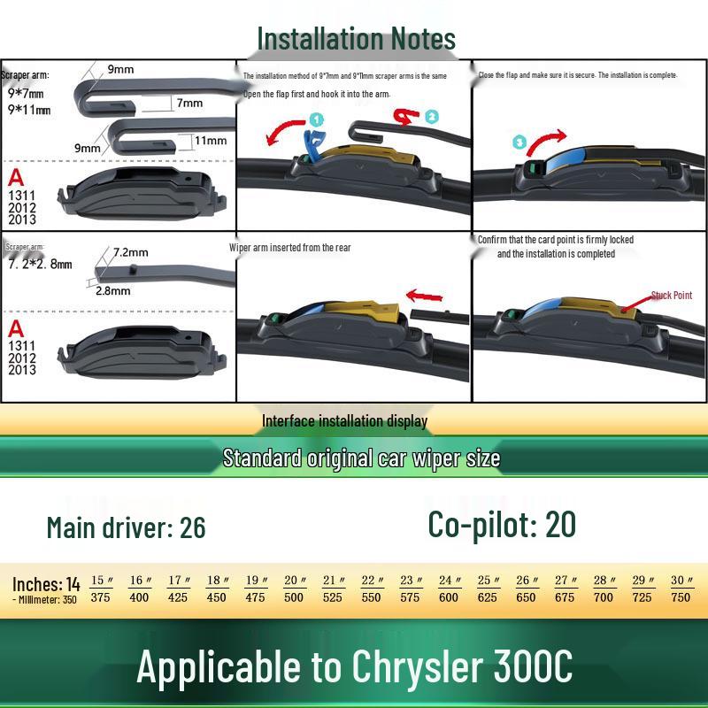 Chrysler 300C Rahmenloser Leiser Scheibenwischer - Original Multifunktions-Gummilippe