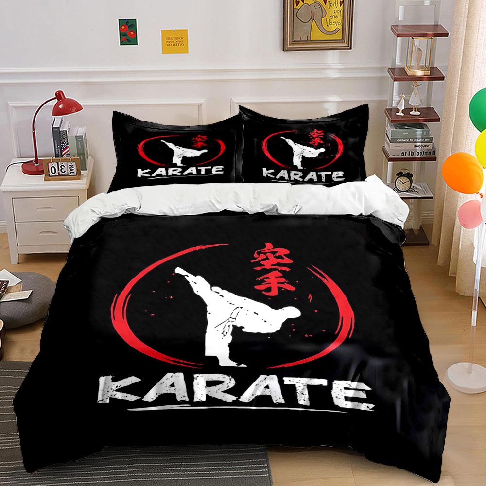 Karate figure with text. Bedding sets Duvet cover sets Duvet covers Pillowcases(1* Duvet Cover 2* Pillowcases without duvet insert)