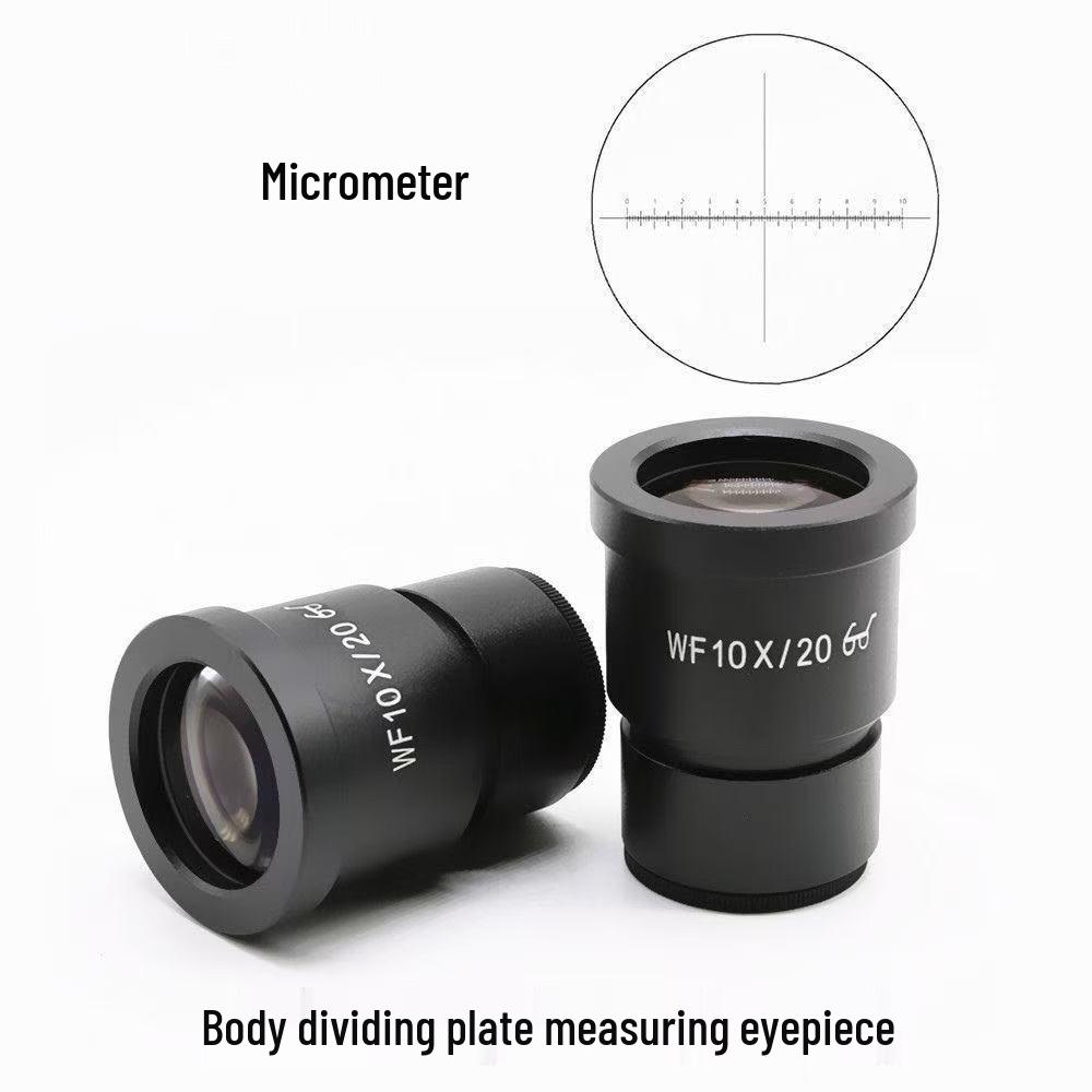 Biological Microscope Lens Accessories: WF10X-25X Magnification Stereoscopic Wide-Angle Eyepiece with High Eye Point and Micrometer.