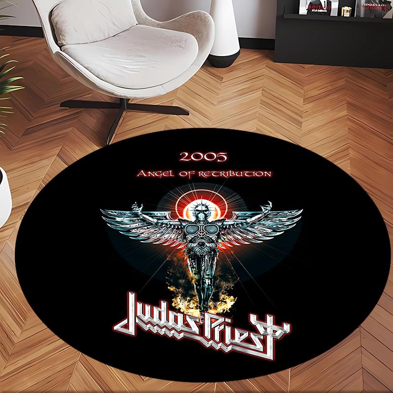 Judas Priest (1) Ofis için Yuvarlak Halı Ofis, Yatak Odası, Oturma Odası ve Ev Alanı için Dekoratif Yer Halısı