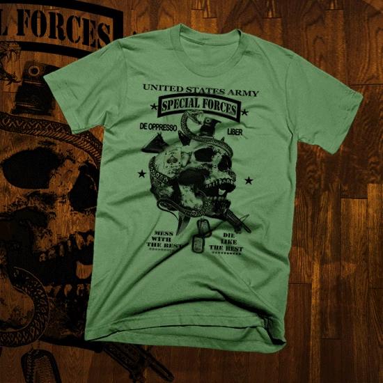 Army Special Forces Ranger T-Shirt Iraq Afghan War Military Sniper Combat Skull XL