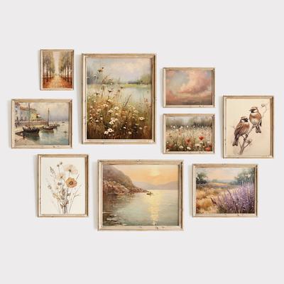 Plakat krajobrazowy w stylu francuskim Vintage Farmhouse Art Print Kolorowy obraz na płótnie Estetyczny obraz ścienny Wystrój salonu