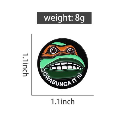 Green Turtle Anime Characters Enamel Pins Custom COWABUNGA IT IS Brooches Lapel Badges Funny Jewelry Gift for Friends