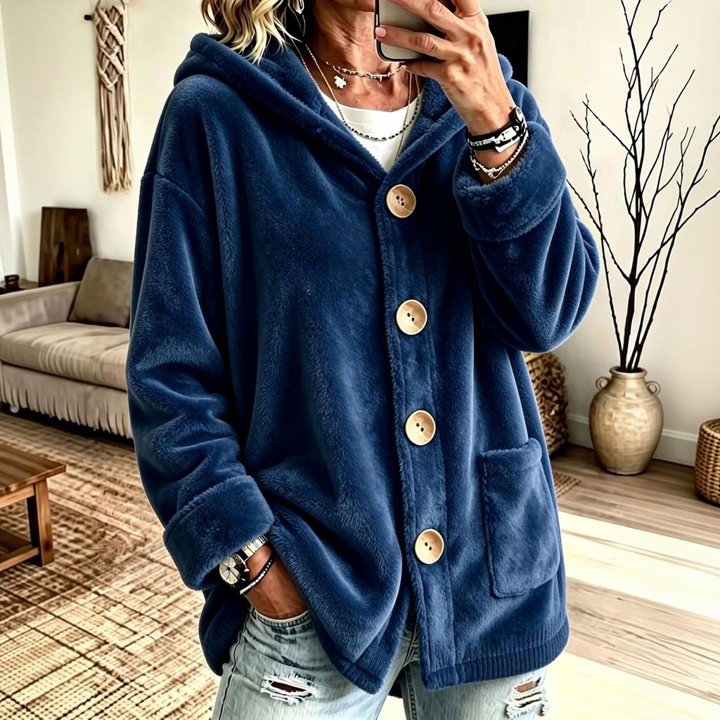 Women's Hooded Cardigan Loose Fit Oversized Open-Front Jacket