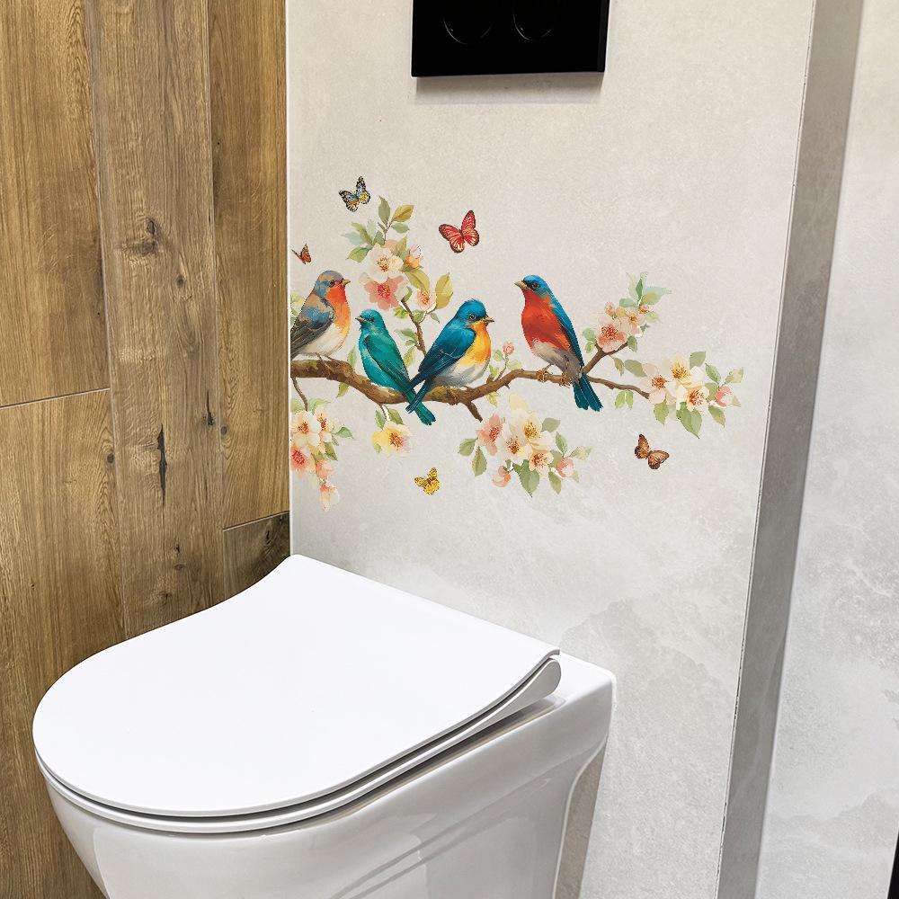 Self-adhesive Wall Stickers Birds on Branch Butterflies for Living Room Bedroom Home Decor