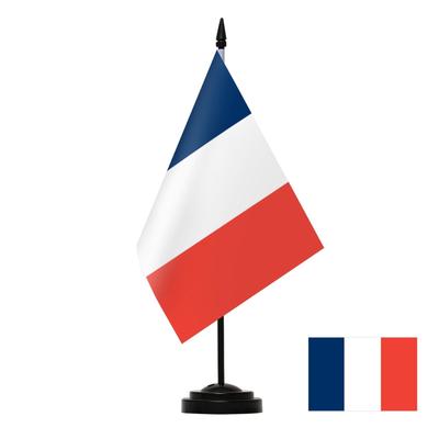French Flag Table Flag Stand Desktop Flag Ornaments Indoor Single Pole Flag Stand Room Decoration