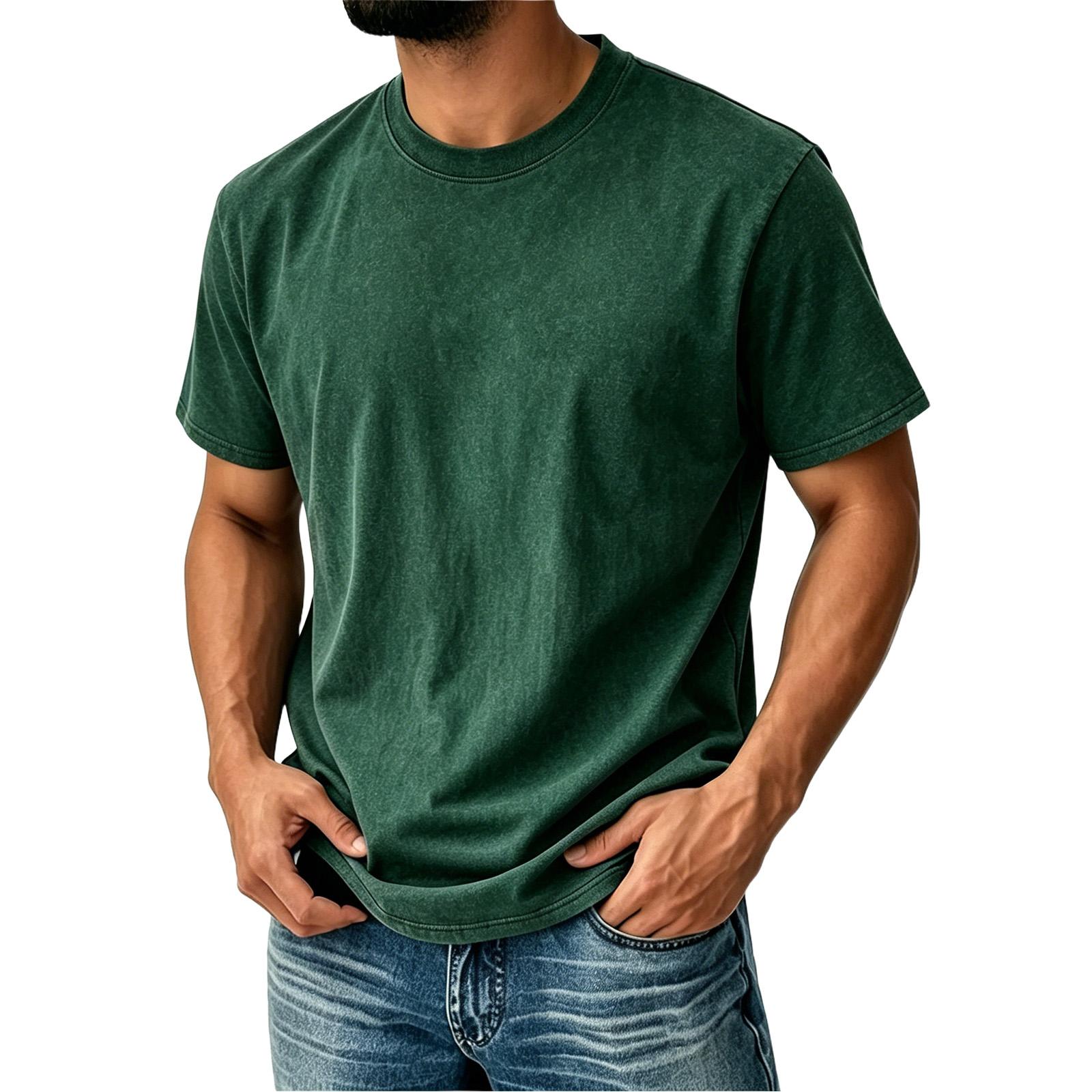 

Men s Vintage Crew Neck Short Sleeve T Shirt Cotton Casual Loose Fit Retro Style Basic Tee for Everyday Wear M