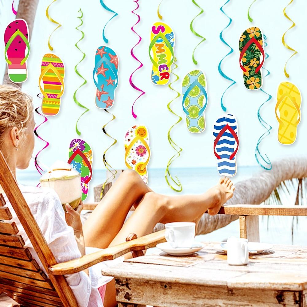 Hawaii Party Summer Decorations Spiral Flip Flops Hanging Decoration Beach For