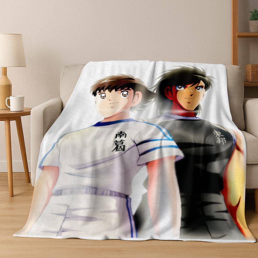 3D Cartoon Captain Ozora Tsubasa Football Anime Flannel Blanket,Warm and Cozy Soft Throw Blanket for Home Bedroom Bed Sofa Cover