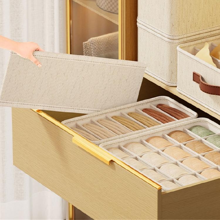 Convenient Cotton Linen Underwear Sorter Space Saving Lingerie Divider Household Panty Organizer Case for Bedroom