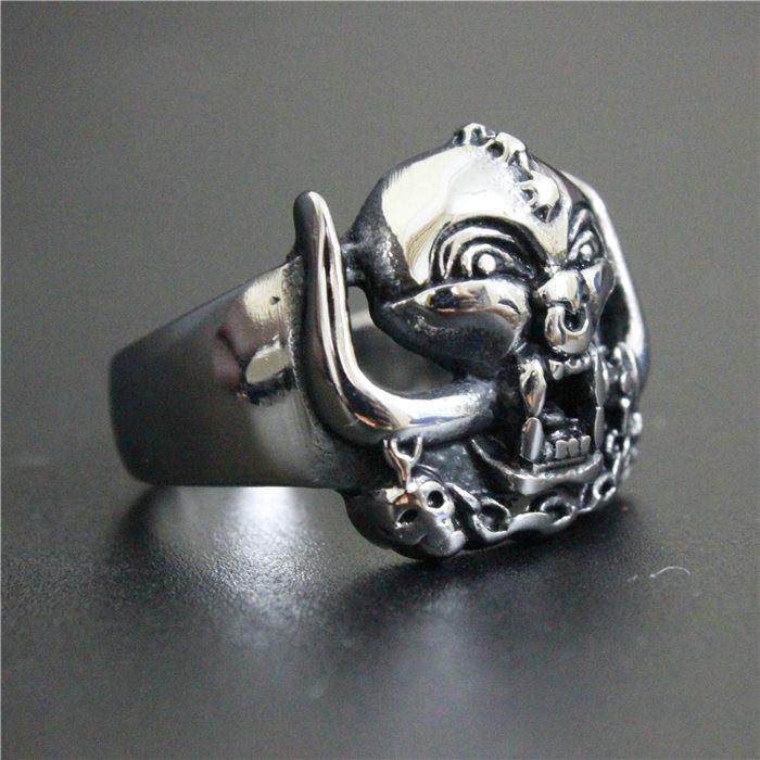 2026 Neuer Cooler Motorrad Biker Ring mit Kette Kreuz 316L Edelstahl Herren Damen Mode Helm Männlicher Biker Ring