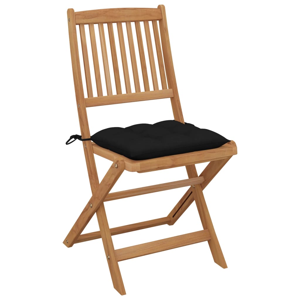 Foldable Garden Chairs 8 pcs with Cushions Solid Acacia Wood