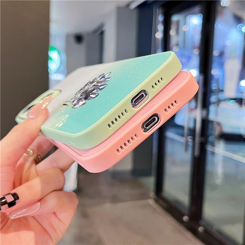 Glitter Diamond Swan Case For Samsung Galaxy A53 A73 A13 A12 A51 S22 S21 Redmi Note 11 10C iPhone 14 13 12 11 Pro Max Gradient Bling Sequin Soft Cover