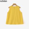VONDA Tops de Tirantes Casuales Plisados sin Mangas con Cuello O para Mujer de Verano