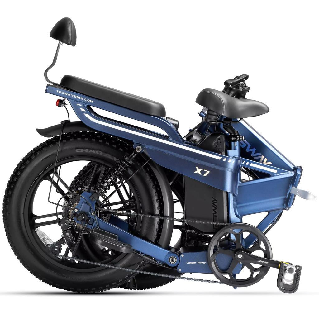 Tesway X7 City Commuter E-Bike, 750W, 48V 30Ah, Up To 45km/h, Full Suspension, Shimano 7-Speed, 20"×4.0" Tires, Disc Brakes, Foldable Design, IPX6