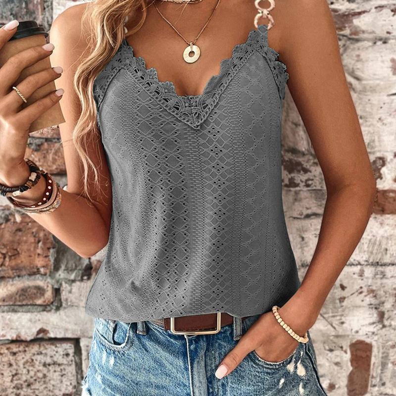 

Топ на бретельках с люверсами и оборками, однотонный тонкий топ без рукавов для отдыха, женская одежда XL серый