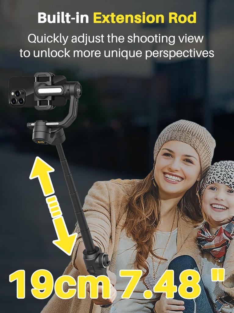 AOCHUAN S2 Electric Gimbal Stabilizer for Handheld Gimbal for iPhone and Android 3-Axis Smartphones,