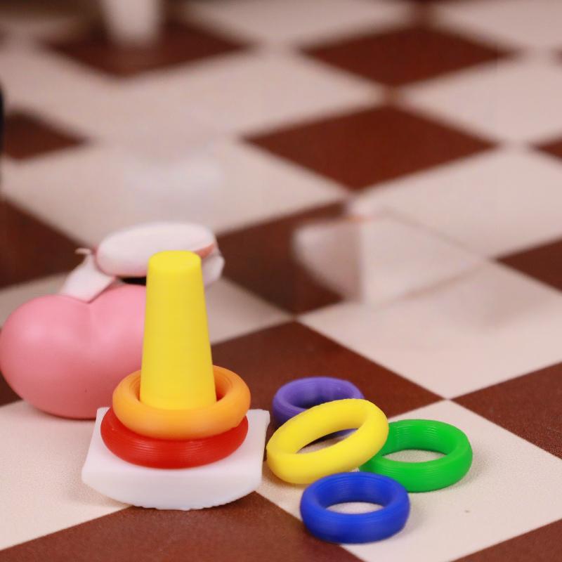 2 Sets Dollhouse Early Learning Rainbow Stacking Toys Puzzle Development Intelligence Rainbow Tower Baby Toy Gift Stack Ring
