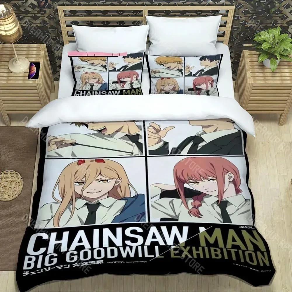 3D Print Fashion Anime Chainsaw Man Bedding Set Boys Girls Twin Queen King Size Duvet Cover Pillowcase Bed Boys Adult Bedroom