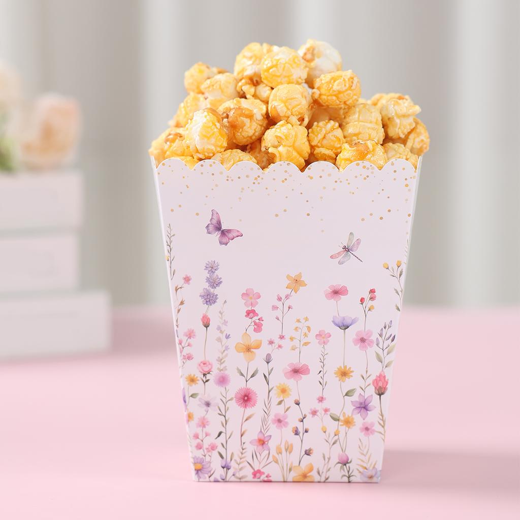Wildflowers Paper Popcorn Box Spring Wildflowers 1st Birthday Party Decor Kids Girl Wedding Birthday Supplies Gift Baby Shower