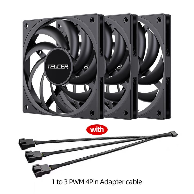 Teucer UT-12015 Ultrathin 15mm Thinckness 12cm Chassis Fan 12V/4Pin PWM FBD Bearing PC Case Cooling Ventilator 1-10pcs with Hub