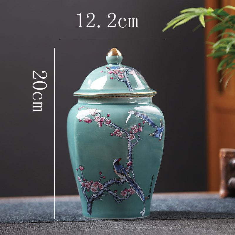 Classic Ceramic Tea Box Home Candy Sealing Jar Hexagonal Plum General Jar Table Top Flower Arrangement Vase Home Decoration New
