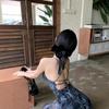 Women's Summer Sexy Mini Dress Abstract Print Spaghetti Strap Crisscross Backless Irregular Hem Slim Fit Club Party Dress