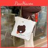 Urban Chic Canvas Tote Bag With Embroidered Bear Large Capacity Student Bag