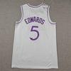 Timberwolves Nej. 5 Edwards Broderad Jersey - Vit/Lila Basketuniform