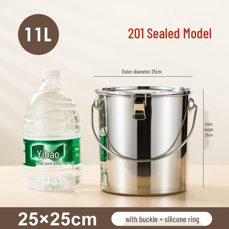 ZISIZ 304 Stainless Steel Multi-Purpose Handheld Bucket with Lid