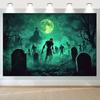 2D Horror Cemetery Background for Cosplay and Spooky Photoshoot