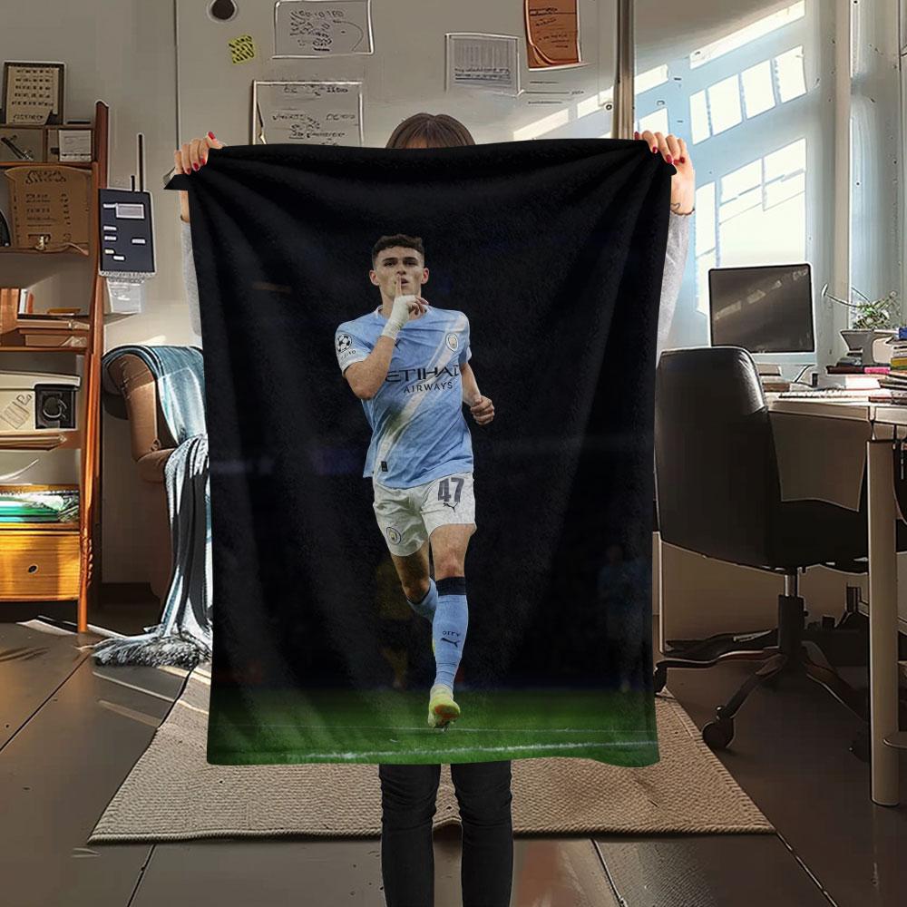Phil Foden Printed Flannel Blanket, Soft Throw for Bedroom Sofa, Washable, Fan Merchandise, Great Gift.