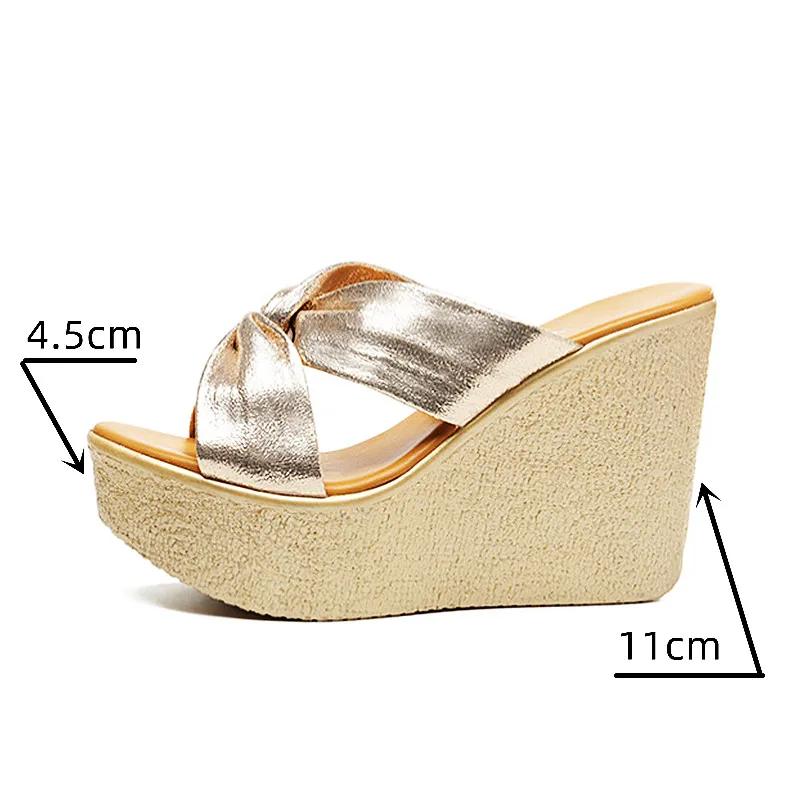 Kleine Größe 32-43 Extreme High Heels Pantoletten 11cm Plateauschuhe für Hochzeit Strand Büro 2025 Sommer Damen Keilsandaletten