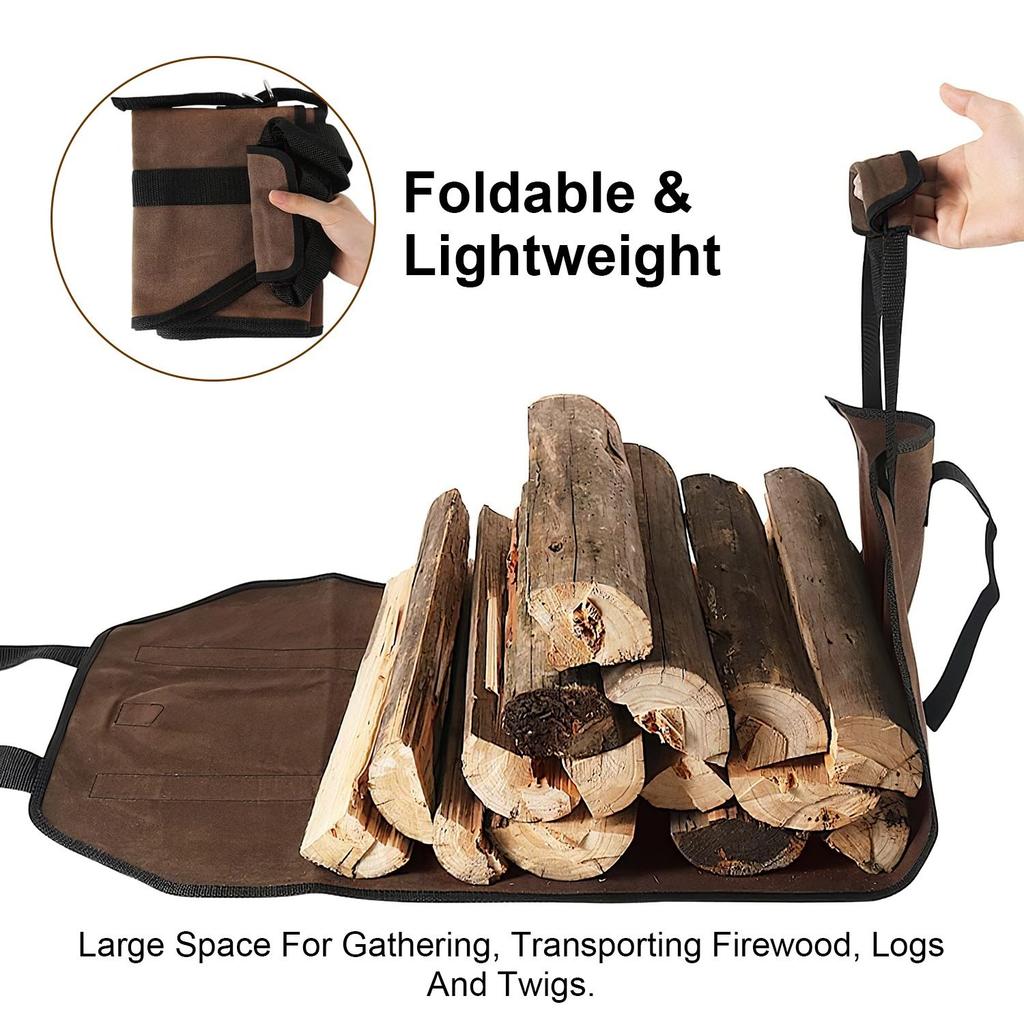For Firewood Carrier Bag with Handle Durable Wear-Resistant Fireplace Logs Holder Side Opening Wood Storage Carrying Bag