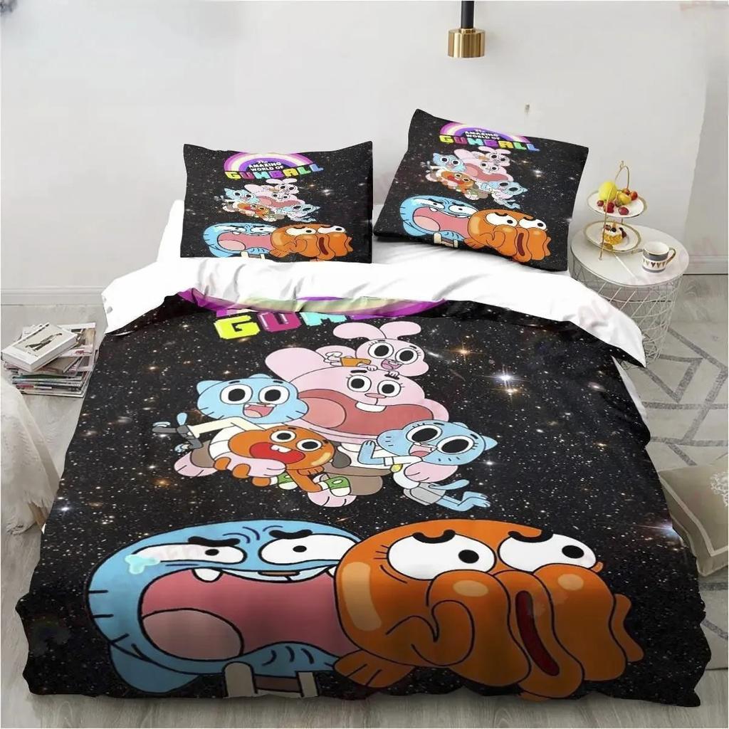 New Cartoon The Amazing World Bedding Set Gumball Sheet King Twin Double Child Bedding Set Mircofiber or Polyester Duvet Cover