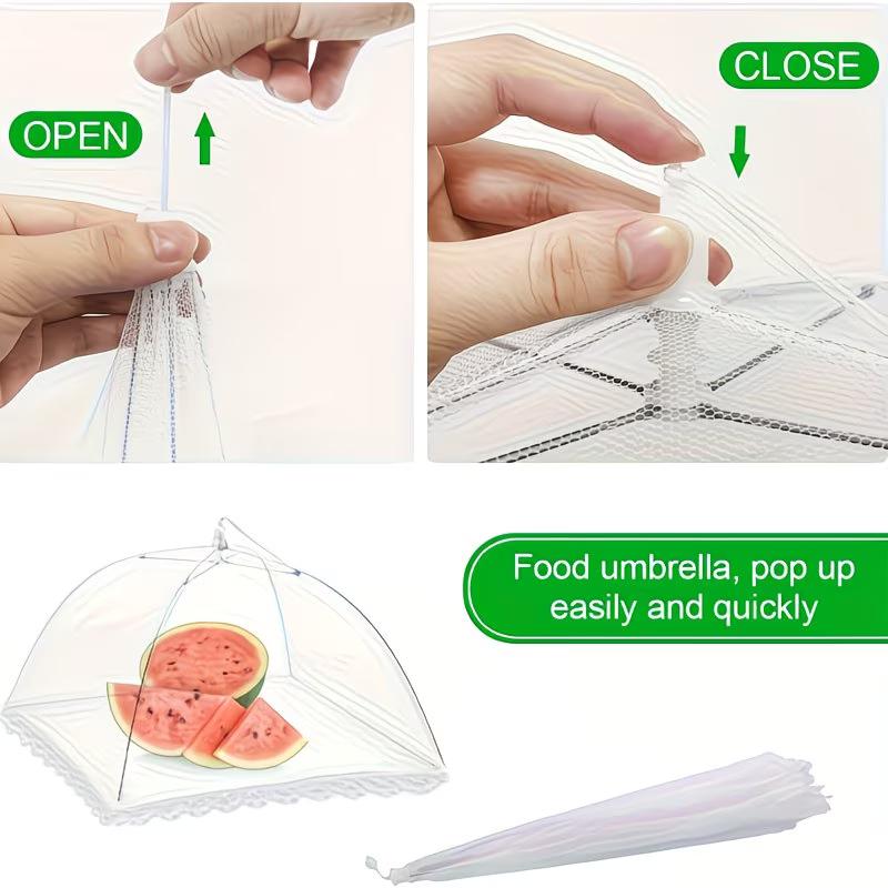 Cort Pliabil Alb cu Plasă pentru Acoperit Mâncarea - Protecție Puternică Împotriva Insectelor și Muștelor, Ușor de Curățat și Depozitat, Perfect pentru Mese în Aer Liber, Picnicuri, Grătare, Scut pentru Mâncare