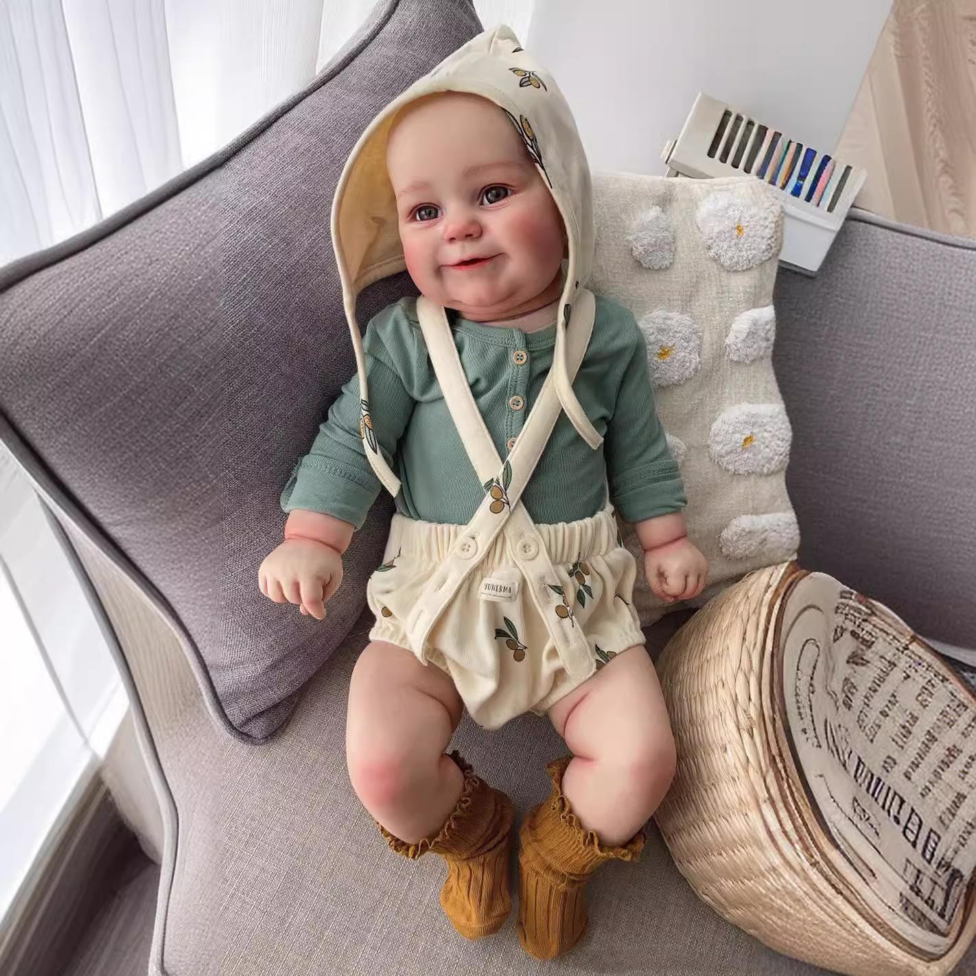 

60 см Reborn малышей, популярная милая кукла Мэдди для девочек с ручными волосами, мягкая кукла высокого качества с обнимающимся телом 50Cm doll