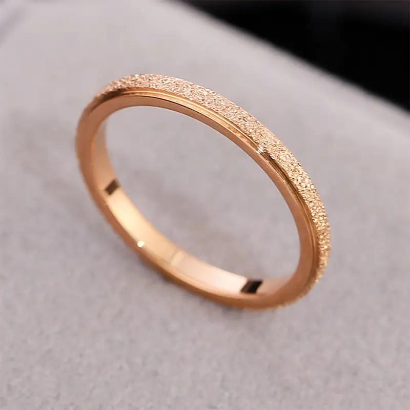 2mm4mm6mm Stainless Steel Matte Rose Gold Ring Step Plain Ring European and American Titanium Steel Ring Ring
