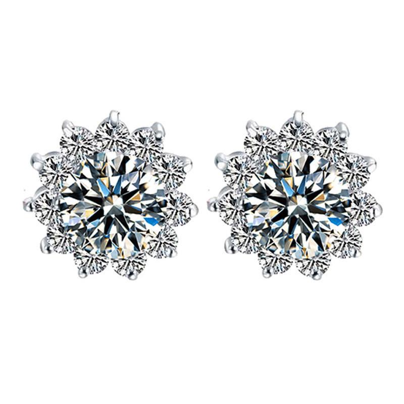 Wish snowflake pink diamond zircon stud earrings sunflower simple earrings women