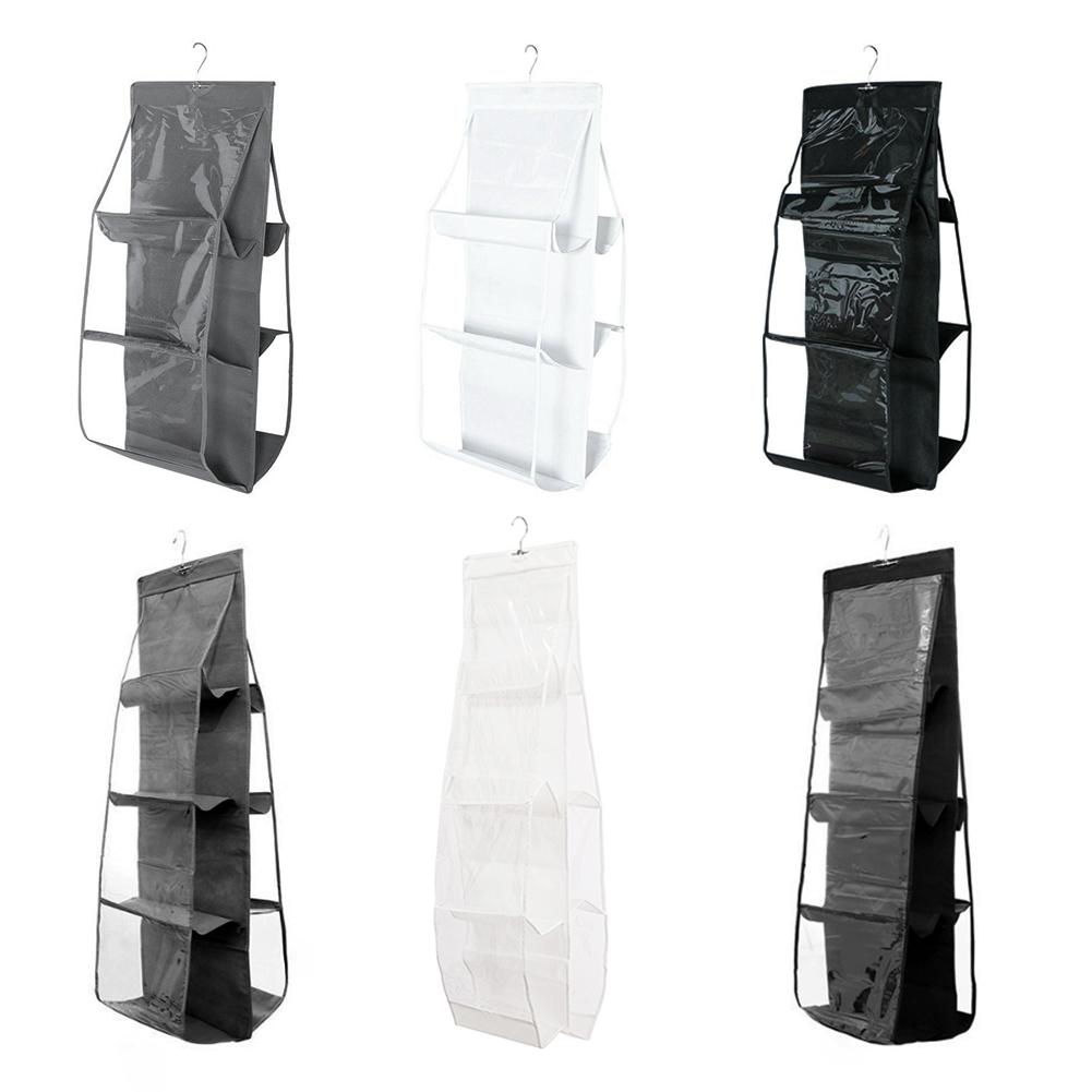 

6/8 Pockets Handbag Organizer Clear Handbag Storage Hanger Foldable Purse Hanger