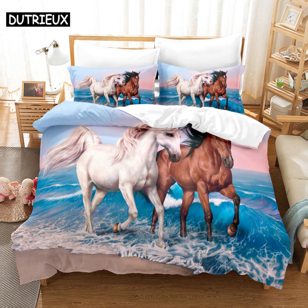 Comforter 3D Printed Queen - Size Horse - Themed Bedding Set For Bedroom