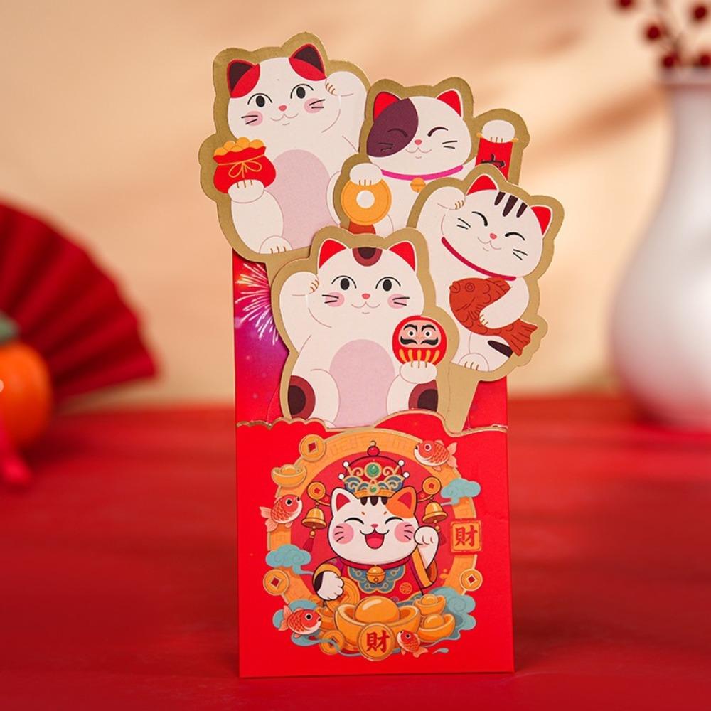2pcs Cartoon Horse Year Red Envelope Blessing Words HongBao Red Lucky Bag Chinese Festival