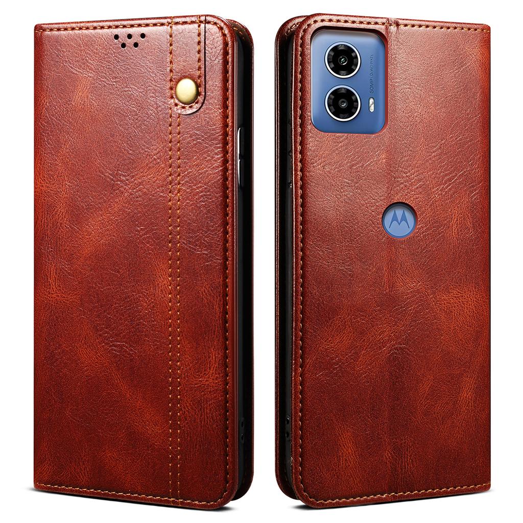 For Motorola Edge 50 Fusion 5G Case Waxy Crazy Horse Anti-Scratch Leather Phone Cover