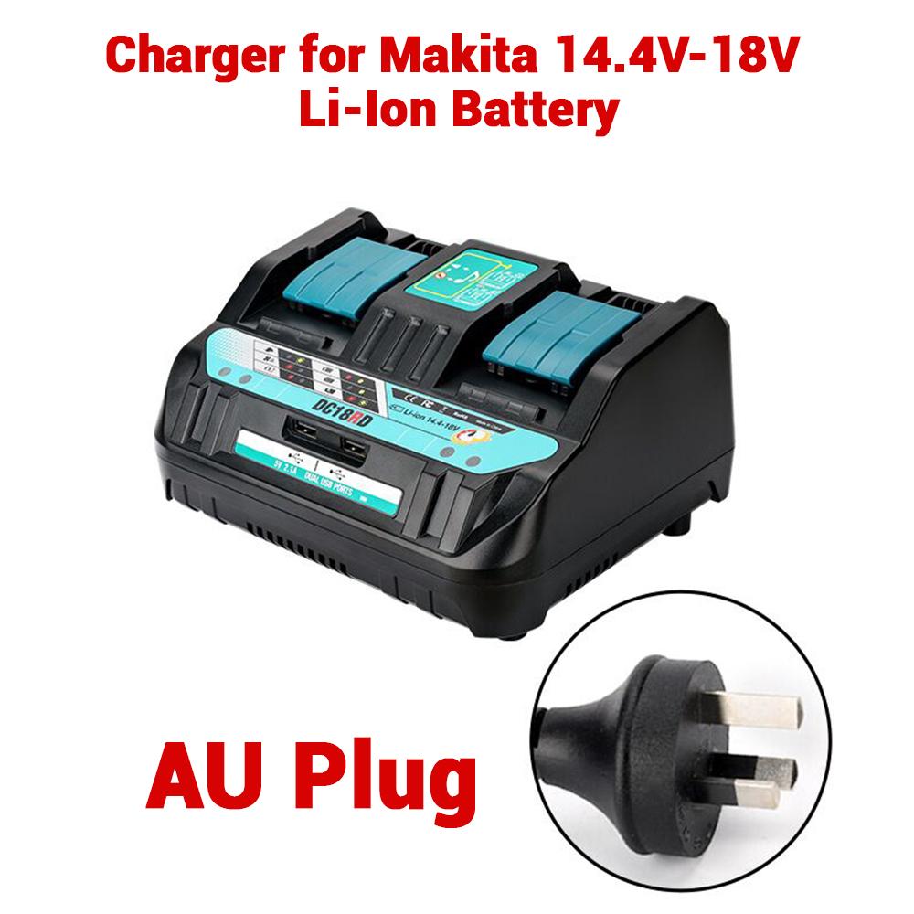 18V DC18RD Dual Ports Battery Charger for Makita 14.4V-18V Lithium-Ion Battery BL1415 BL1430 BL1830 BL1840 BL1850 BL1850B