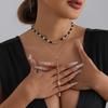 Retro Black Bead & Pearl Patchwork Long Necklace with Adjustable Sweater Chain - European & American Design.
