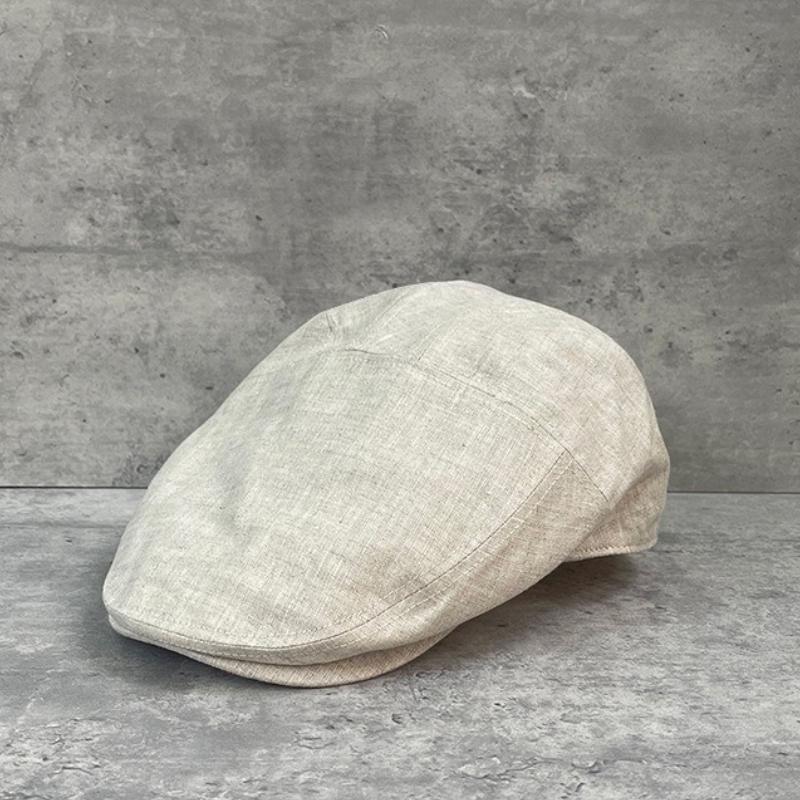 Erkekler İçin %100 Keten Yazlık Bere Vintage Hafif Nefes Alabilen Newsboy Şapkalar Adam Siyah Sanat Retro Sürücü Şapka