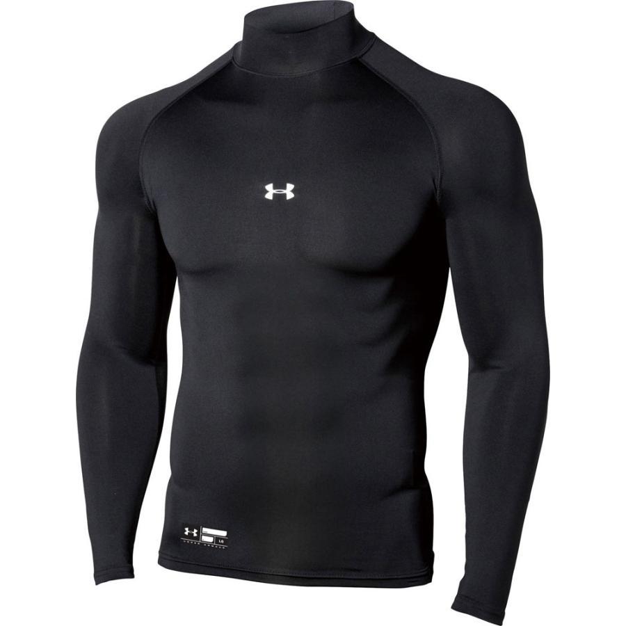 Under Armour Logo Print Mock Neck Slim Fit Long Sleeve T-Shirt Men Tops Black 1358645-001