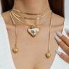 Ins Wind Diamond-encrusted Long Stacked Neck Chain CCB Special-shaped Pendant Necklace Accessories, Wearing Bead Necklace Women