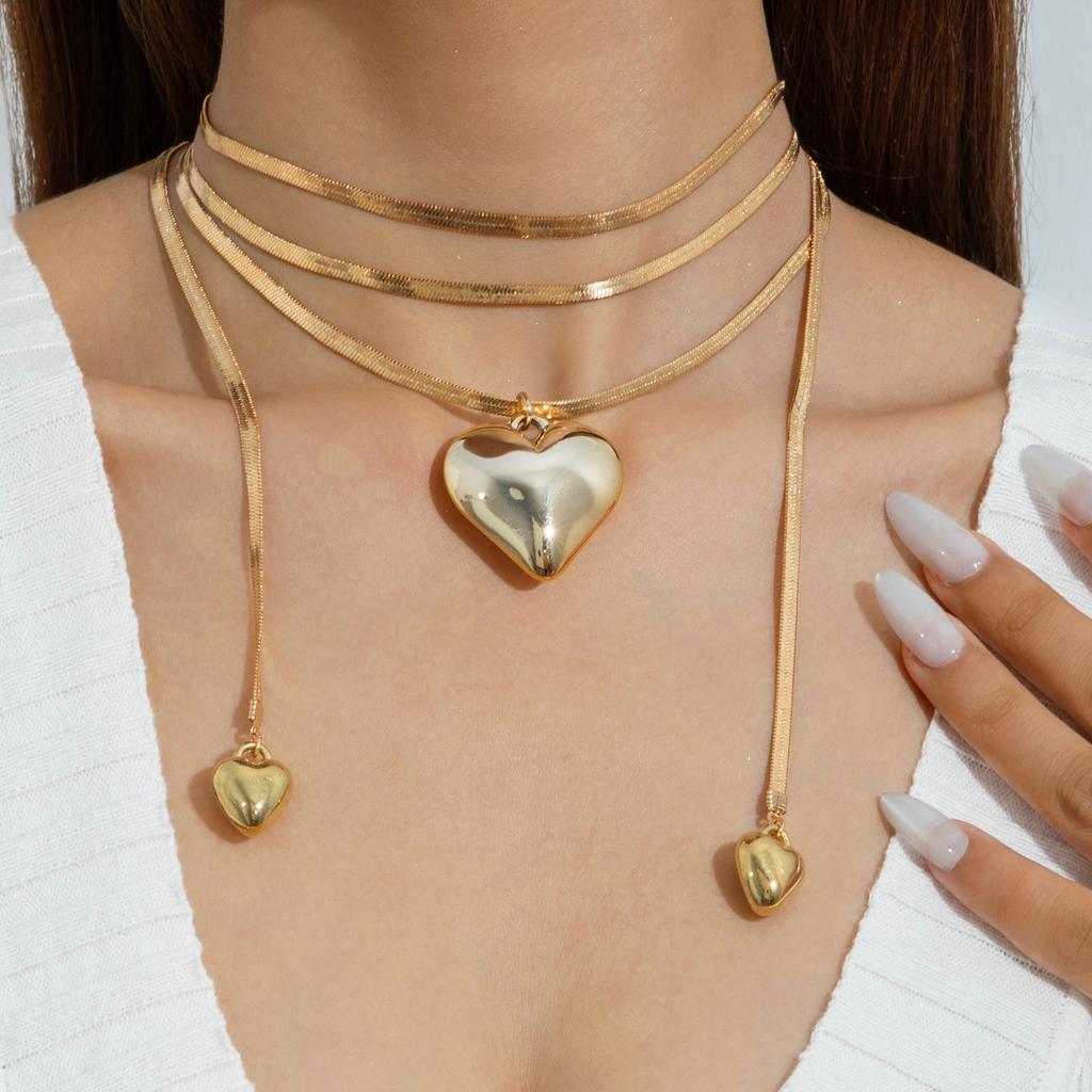 Ins Wind Diamond-encrusted Long Stacked Neck Chain CCB Special-shaped Pendant Necklace Accessories, Wearing Bead Necklace Women
