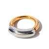 Trendy European & American Cold Style 18K Gold-Plated Titanium Steel Double Arc Ring